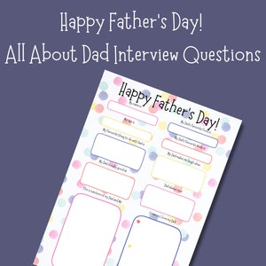 Feliz presente de dia dos pais | Questionário Tudo Sobre Meu Pai | Presente personalizado da lembrança do cartão | Entrevista com o pai Digital Download PDF | Papai