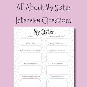 Alles über meine Schwester Fragebogen | Personalisierte Geburtstagskarte Andenken | Schwester-Interview Digitaler Download PDF | Geschenk von meiner Schwester