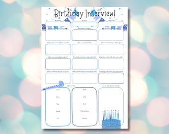 Birthday Interview Template Kids Birthday Questionnaire Printable Children Birthday Memory Keepsake Digital Download Annual Interview Gift