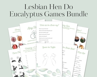 Lesbian Hen Do Games Bundle - Fun LGBTQ+ Bachelorette Party Activities - Digital Download | Bridal Party | Eucalyptus Modern Hen Games
