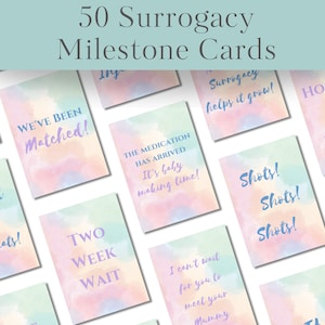 Cartes d'étape pastel de grossesse de maternité de substitution | Lot de 50 en téléchargement numérique | Cartes jalons de substitution compatibles LGBTQ+ | Idées d'albums de maternité de substitution
