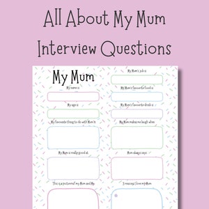 Alles über My Mum Fragebogen | Personalisierte Geburtstagskarte Andenken | Mama-Interview Digitaler Download PDF | Geschenk der Kinder