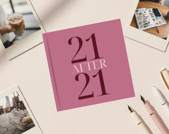 Diario de deseos "21 después de los 21", regalo de cumpleaños número 21 para ella, cosas que hacer a los 20, registro de desafíos, planificador de metas, recuerdo, verde y rosa.