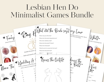 Lesbian Hen Do Games Bundle - Fun LGBTQ+ Bachelorette Party Activities - Digital Download | Bridal Party | Black and White Modern Hen Games