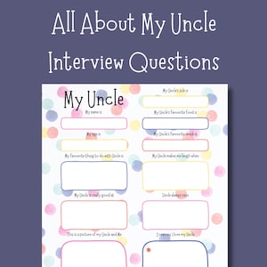 Vragenlijst over mijn oom | Gepersonaliseerde verjaardagskaart als aandenken | Digitale pdf-download oom met interview | Cadeau van de kinderen