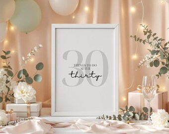 30 After 30 Guest Book Print | 30th Birthday Party Sign | Bucket List Ideas | Digital Download A4 | Printable Party Decoration