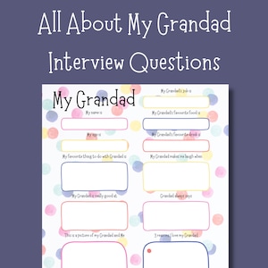 Vragenlijst over mijn opa | Gepersonaliseerde verjaardagskaart als aandenken | Digitale pdf-download opa interview | Cadeau van de kinderen