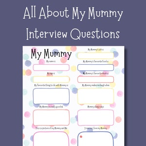 Alles über My Mummy Fragebogen | Personalisierte Geburtstagskarte Andenken | Mama-Interview Digitaler Download PDF | Geschenk der Kinder