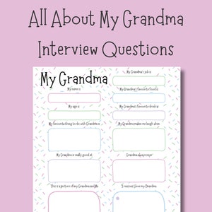 Vragenlijst over mijn oma | Gepersonaliseerde verjaardagskaart als aandenken | Digitale pdf-download oma interview | Cadeau van de kinderen