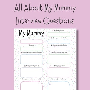 Vragenlijst Alles over mijn mama | Gepersonaliseerde verjaardagskaart als aandenken | Digitale pdf-download met mama-interview | Cadeau van de kinderen