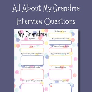 Vragenlijst over mijn oma | Gepersonaliseerde verjaardagskaart als aandenken | Digitale pdf-download oma interview | Cadeau van de kinderen