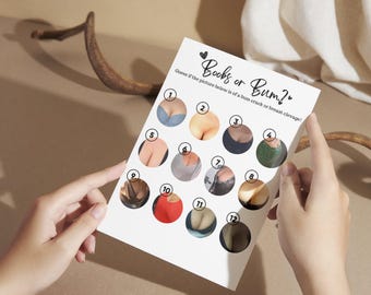 Lesbian Bum or Boob? Hen Do Game - Fun LGBTQ+ Bachelorette Party Activities - Digital Download | Black and White Modern Hen Games