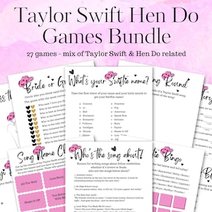 Taylor Swift Hen Do Party Games Pack | Pink Bridal Shower Fun | Swiftie Themed Printable Games | Instant Download Bachelorette Activities