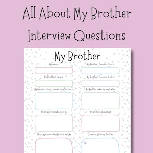 Vragenlijst over mijn broer | Gepersonaliseerde verjaardagskaart als aandenken | Digitale pdf-download van Brother-interview | Cadeau van mijn broer