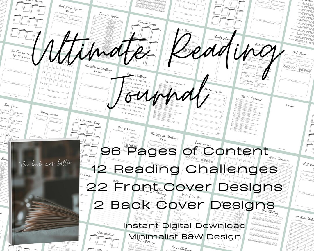 Ultimate Reading Journal Printable Book Lover's Planner 12 Reading ...