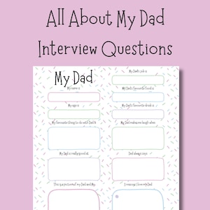 Vragenlijst over mijn vader | Gepersonaliseerde verjaardagskaart als aandenken | Digitale pdf-download vader interview | Cadeau van de kinderen