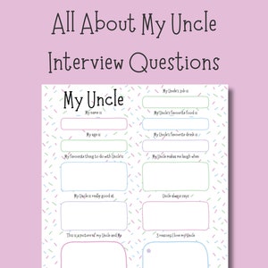 Alles über meinen Onkel Fragebogen | Personalisierte Geburtstagskarte Andenken | Onkel Interview Digitaler Download PDF | Geschenk der Kinder