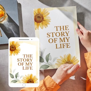 The Story of My Life Journal - 500 Interview Questions | Sunflower Floral Design | Digital Download | Goodnotes Notability