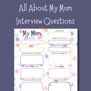 Vragenlijst over mijn moeder | Gepersonaliseerde verjaardagskaart als aandenken | Digitale download pdf met moederinterview | Cadeau van de kinderen