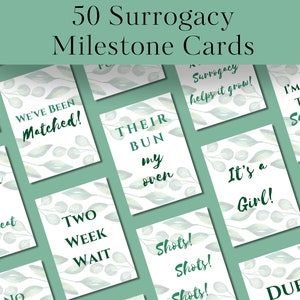 Cartes d'étape vertes pour la grossesse et la maternité de substitution | Lot de 50 en téléchargement numérique | Cartes jalons de substitution compatibles LGBTQ+ | Idées d'albums de maternité de substitution