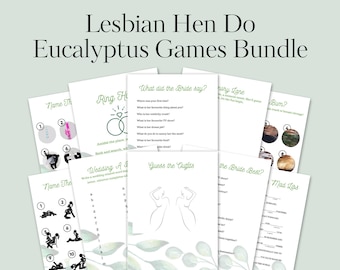 Lesben Hen Do Spiele Bündel - Lustige LGBTQ+ Junggesellinnenabschied Aktivitäten - Digitaler Download | Brautparty | Eukalyptus Moderne Hühnerspiele