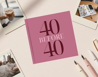 Diario de recuerdos "40 cosas que hacer antes de los 40", regalo de cumpleaños número 39 para ella, recuerdo de hitos, cosas que hacer antes de los 40, planificador de objetivos, rosa