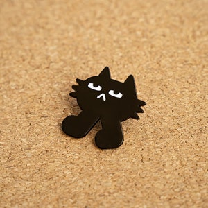ZWEIBEINIGE KATZE | Emaille Pin | Schwarze Katze | Anstecknadel | Frohe Weihnachten 2023