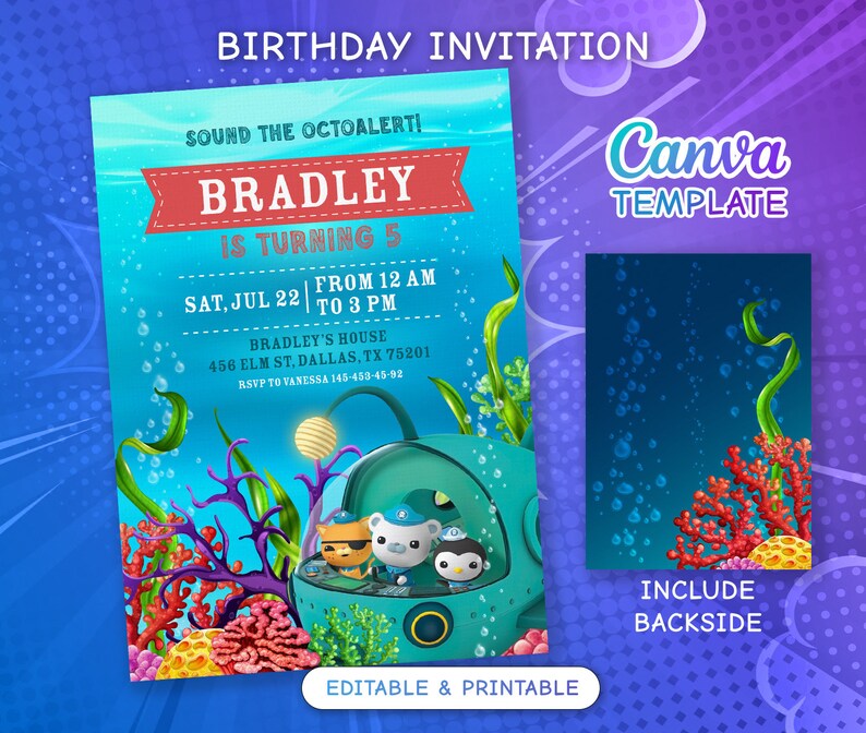 Octonauts Invitation Printable Editable Birthday Invite - Etsy