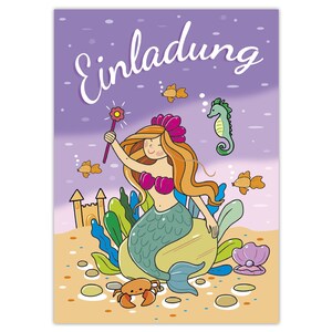 Einladungskarten Meerjungfrau zum Kindergeburtstag Nixe Mädchen Mädels Karten Einladungen Perlen Meerjungfrau Geburtstag Mitgebsel lila Mandala
