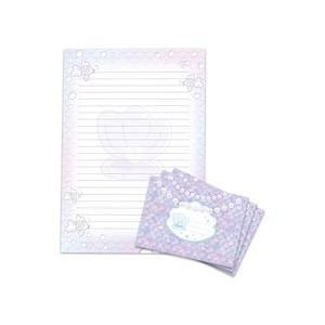 Briefpapier-Set A4 Meerjungfrau Nixe Perlen Umschläge Kindergeburtstag Mädchen Geschenk Kuvert Notizblock 25 Blätter Block zum Ausmalen lila