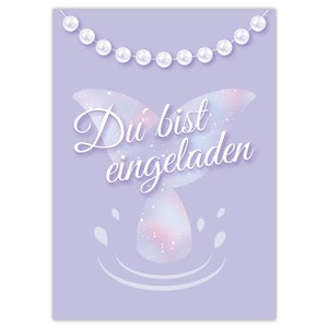 Einladungskarten Meerjungfrau zum Kindergeburtstag Nixe Mädchen Mädels Karten Einladungen Perlen Meerjungfrau Geburtstag Mitgebsel lila Mandala