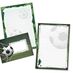 Briefpapier-Set A5 Fußball Umschläge Kindergeburtstag Fussball Party Geschenk Notizblock Ball Turnier Tor Pokal Kinder Mädchen Jungen Papier