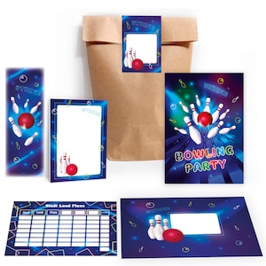 Einladungskarten zum Kindergeburtstag Bowling Mädchen Jungen Karten Einladungen Kegeln Geburtstag Mitgebsel Gastgeschenke Stadt Land Fluss