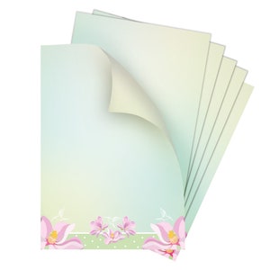 Briefpapier-Set A4 Briefbögen mit Umschlag Tropen Blumen Geschenk Druckerpapier Kolibri Einladungen Briefpost Urkunde Hochzeit Frühling bunt 10 Blätter