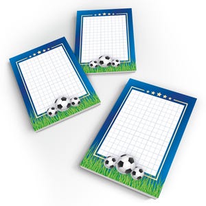 Fußball Mitgebsel-Set Mini-Hinweisblöcke Blau Kinderspiele Fußballspiele Partyspiele Dschungelblöcke