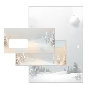 Briefpapier-Set A4 Weihnachten Briefbögen mit Umschlag Vintage für Einladungen Weihnachtsbriefpost Weihnachtsbriefpapier Geschenk Idee grau