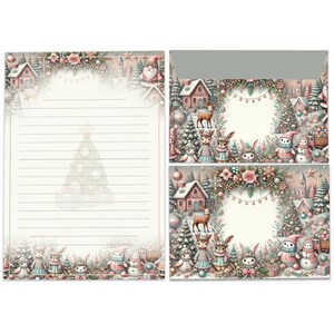 Briefpapier-Set für Kinder A5 Weihnachten schöne Umschläge Geschenk Wunschzettel Notizblock Weihnachtspapier Merry X-Mas Weihnachtsmann Fee
