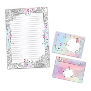 Briefpapier-Set Schmetterling Blume Umschläge Kindergeburtstag Mädchen Geschenk Rosa Lila Motiv schöne Kuvert Notizblock Mandala A4 VARIANTE 3