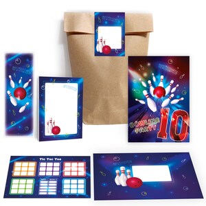 Einladungskarten zum 10. Kindergeburtstag Bowling Mädchen Jungen Karte Einladungen Kegeln für Geburtstag Mitgebsel Gastgeschenke Tic Tac Toe