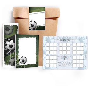 Mitgebsel-Set Tüten Tic Tac Toe Notizblöcke Lesezeichen kleine Gastgeschenke Kindergeburtstag Fußball Jungen Fußball Fußball Jungs Turnier