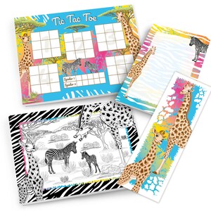 Mitgebsel-Set Mandala + Tic Tac Toe + Blöcke kleine Geschenke für Kindergeburtstag Safari Giraffe Gastgeschenke für Mädchen Partygeschenke
