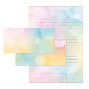 Briefpapier-Set A4 Farbverlauf Umschläge zum Geburtstag Geschenk Kuvert Notizblock 25 Blätter Block liniert Papier Muster Erwachsene Pastell