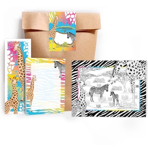 Mitgebsel-Set Tüten Mandala Notizblöcke Lesezeichen kleine Gastgeschenke für Kindergeburtstag Safari Giraffe Zebra Pferd Teenager Mädchen