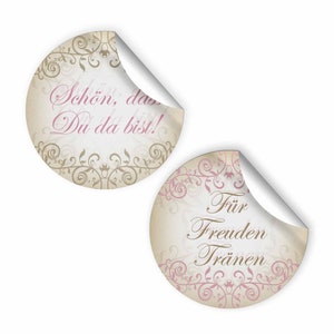 Aufkleber für Hochzeit Standesamt Geburtstag Kommunion Konfirmation Vintage Antik modern Erwachsene "Schön dass du da bist" Gastgeschenke