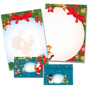Briefpapier-Set A4 Weihnachten Umschläge Geschenk Wunschzettel schöne Kuvert Notizblock 25 Blätter Notizblock Weihnachtspapier Merry X-Mas