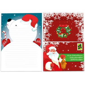 Briefpapier-Set A5 Weihnachten Umschläge Geschenk Wunschzettel schöne Kuvert Notizblock 25 Blätter Notizblock Weihnachtspapier Eisbär X-Mas