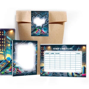 Mitgebsel-Set Graffiti Stadt Land Fluss Notizblöcke Lesezeichen coole Idee Gastgeschenke für Kindergeburtstag Teenager Street Art Party