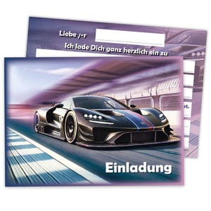 Einladungskarten Auto zum Kindergeburtstag Rennauto coole Einladungen zum Geburtstag Autos Motiv Karten für Jungen Mädchen Jungs Rennwagen