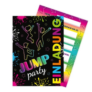 Einladungskarten Jump Party zum Geburtstag Trampolin Motiv Karten für Teenager Einladungen Mädchen Jungen Kindergeburtstag Trampolin Park