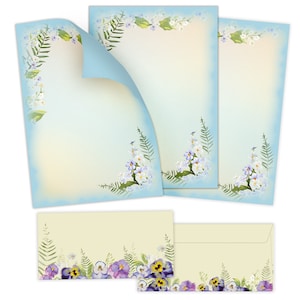 Briefpapier-Set A4 Briefbögen mit Umschlag Ostern Blumen Geschenk Druckerpapier für Einladungen Briefpost Urkunde Hochzeit Frühling Schleier